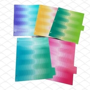 5 packs U-Brands Poly Tab Dividers T35 Multicolor Ombre Stationary Organizer New